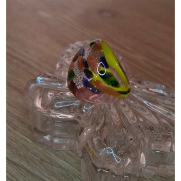 Foil Art Glass Ring Colorful 6.25 fun statement y2k - Picture 3 of 3
